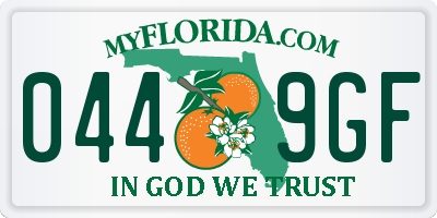 FL license plate 0449GF