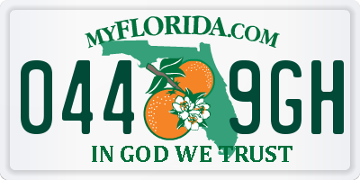 FL license plate 0449GH
