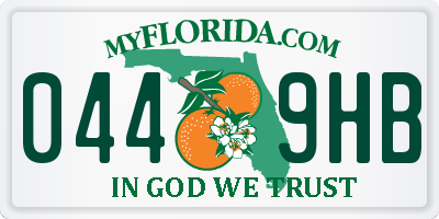 FL license plate 0449HB