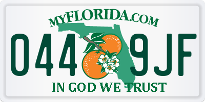 FL license plate 0449JF
