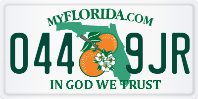 FL license plate 0449JR