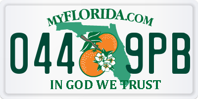 FL license plate 0449PB