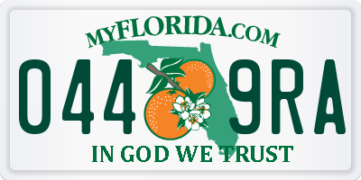 FL license plate 0449RA