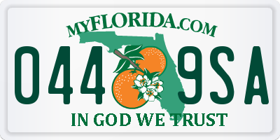 FL license plate 0449SA