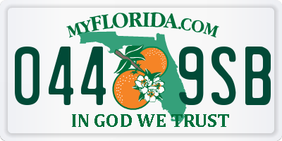 FL license plate 0449SB