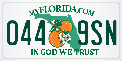 FL license plate 0449SN