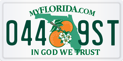FL license plate 0449ST