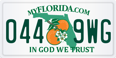 FL license plate 0449WG