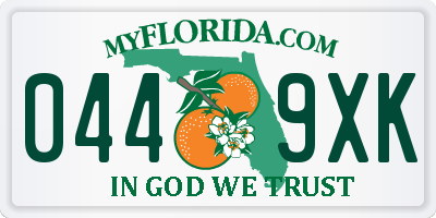 FL license plate 0449XK