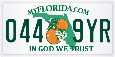 FL license plate 0449YR