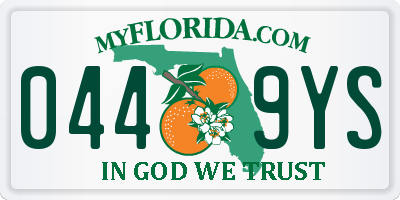 FL license plate 0449YS