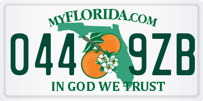 FL license plate 0449ZB