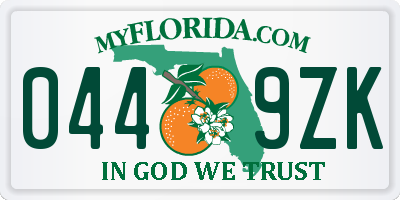 FL license plate 0449ZK