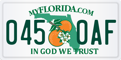 FL license plate 0450AF
