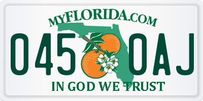 FL license plate 0450AJ