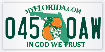 FL license plate 0450AW