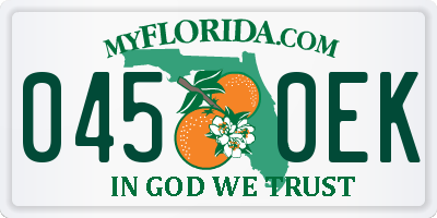 FL license plate 0450EK