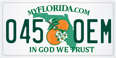 FL license plate 0450EM