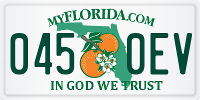 FL license plate 0450EV