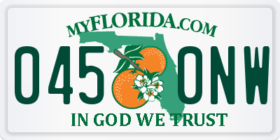 FL license plate 0450NW