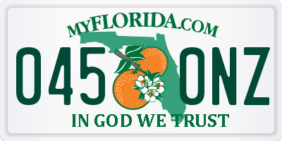 FL license plate 0450NZ