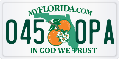 FL license plate 0450PA
