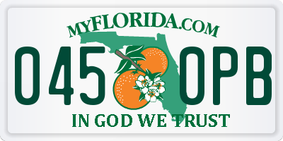 FL license plate 0450PB