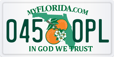 FL license plate 0450PL