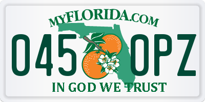 FL license plate 0450PZ