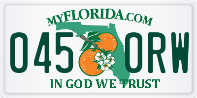 FL license plate 0450RW