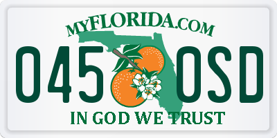 FL license plate 0450SD
