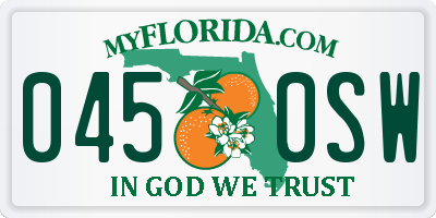 FL license plate 0450SW