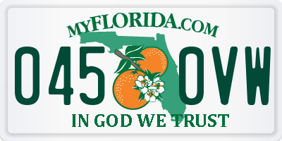 FL license plate 0450VW