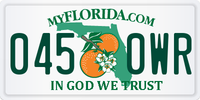 FL license plate 0450WR