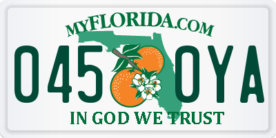FL license plate 0450YA