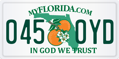 FL license plate 0450YD