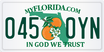 FL license plate 0450YN