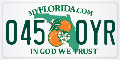 FL license plate 0450YR