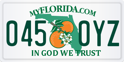 FL license plate 0450YZ