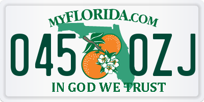 FL license plate 0450ZJ