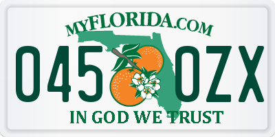 FL license plate 0450ZX