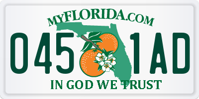 FL license plate 0451AD
