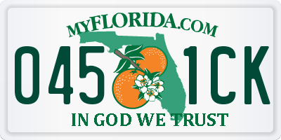 FL license plate 0451CK
