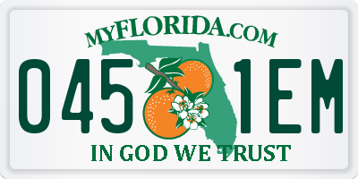 FL license plate 0451EM