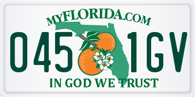 FL license plate 0451GV
