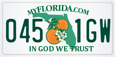 FL license plate 0451GW