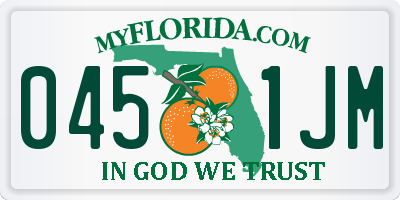 FL license plate 0451JM