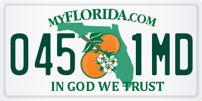 FL license plate 0451MD