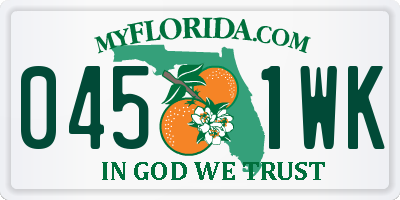 FL license plate 0451WK