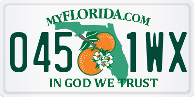 FL license plate 0451WX
